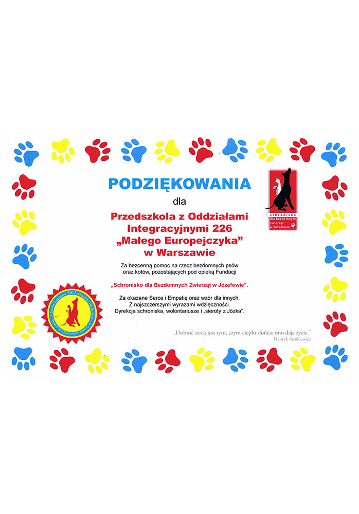 2019-10-16-podziekowanie-schronisko-w-Jozefowie